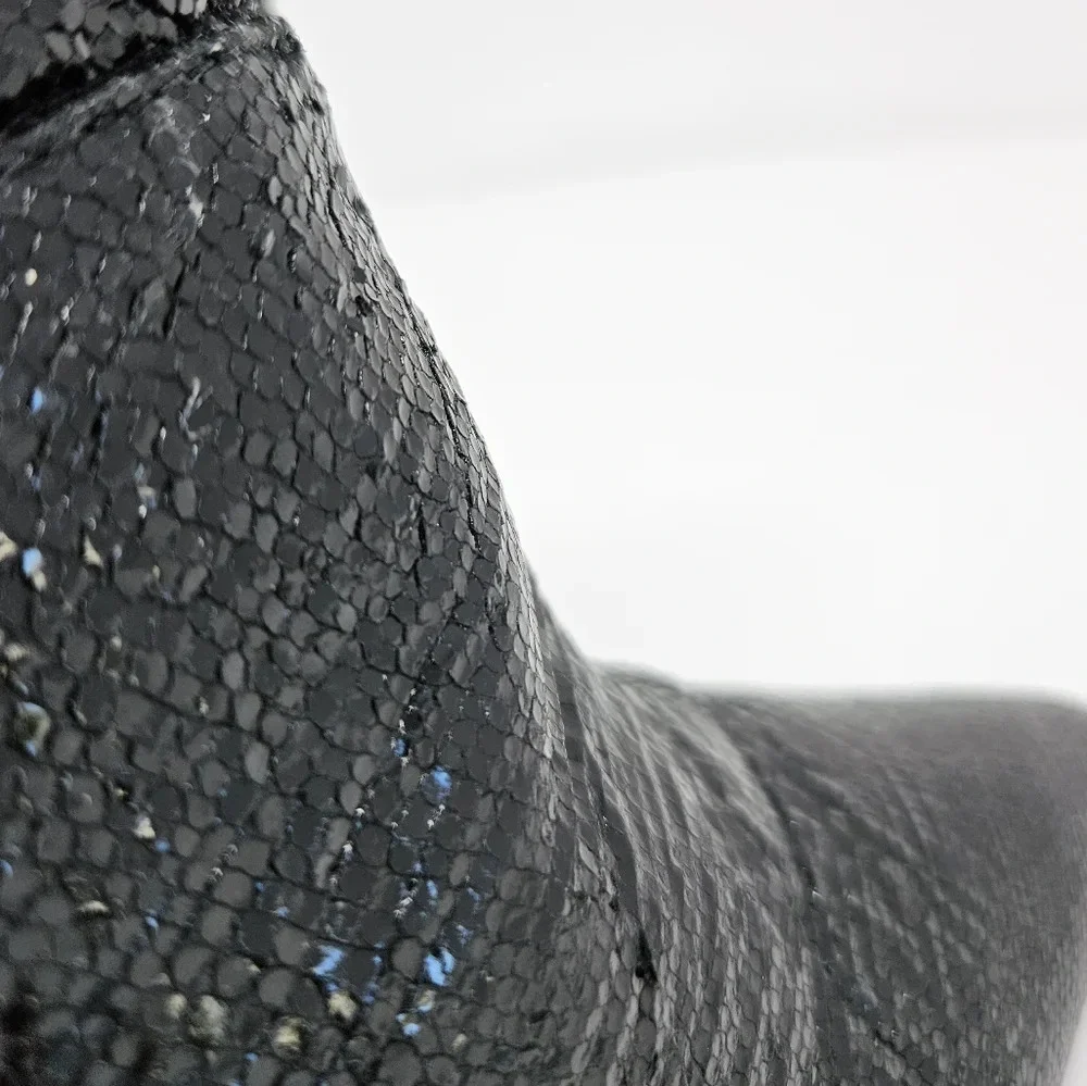 Allsaints Orlana Shimmer Black Boots Sz 10 Shimmery Leather Pointed Toe fall